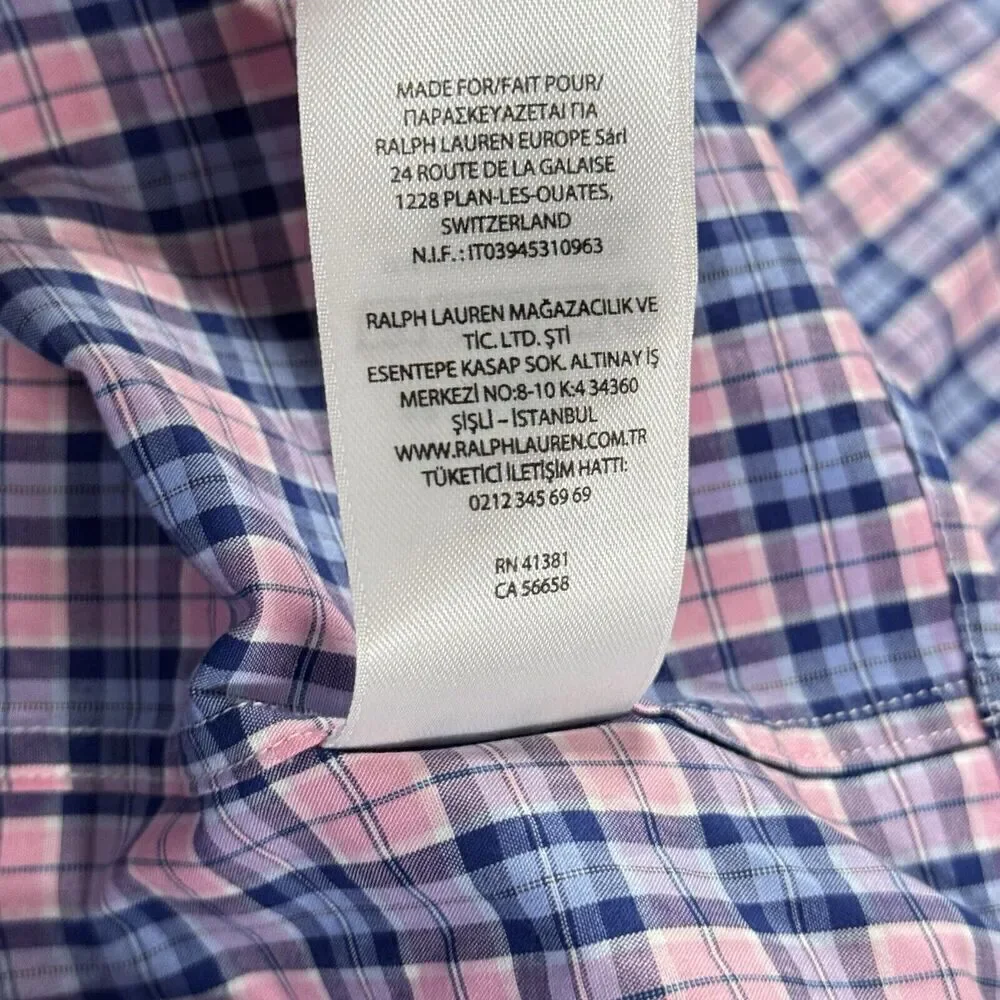 Polo Ralph Lauren Shirt Mens 4XB T Bright Plaid Button Blue Purple Pink New $110